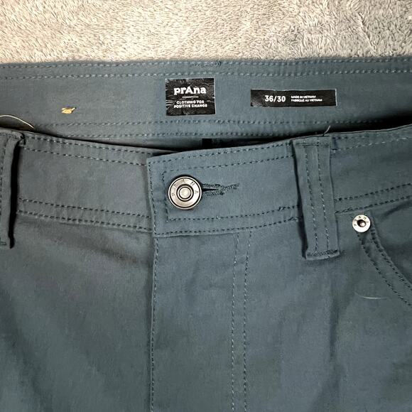 Prana Brion Pants Mens 36x30 Hiking Outdoor Performance Stretch Blue - Picture 3 of 9